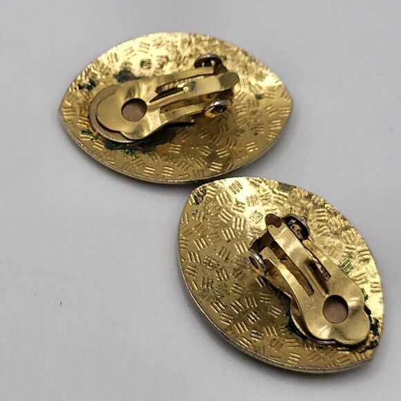 Vintage 90s Cloisonne Iris Butterfly Earrings Clip On 1.25in - Picture 3 of 3